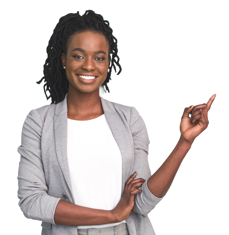 Women pointing to quote